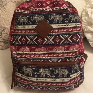 Backpack (No Brand) Woven Cotton Elephant Design